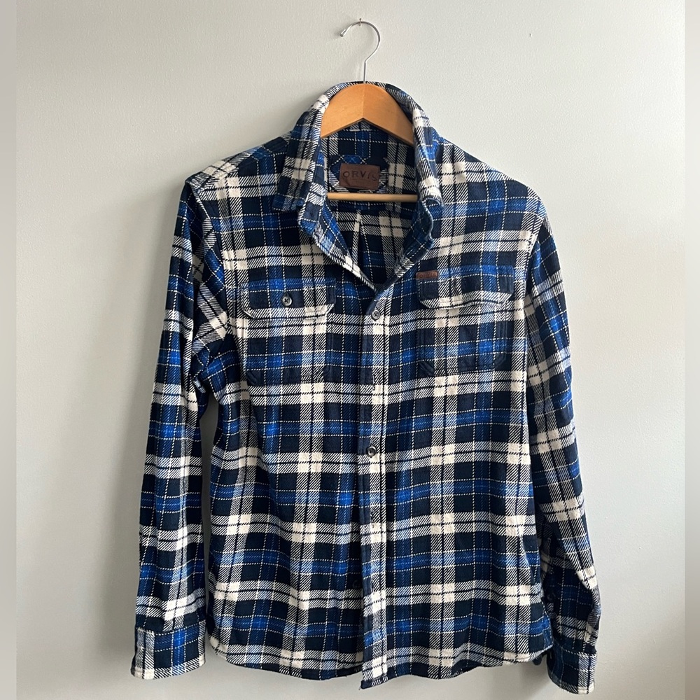 ORVIS Blue Plaid Shaket Flannel